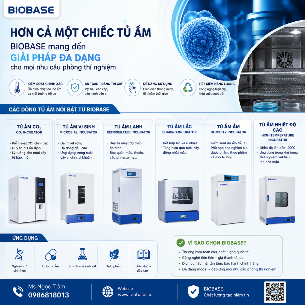 KHÔNG CHỈ MỘT LOẠI TỦ ẤM – BIOBASE MANG ĐẾN GIẢI PHÁP PHÙ HỢP CHO TỪNG NHU CẦU PHÒNG THÍ NGHIỆM