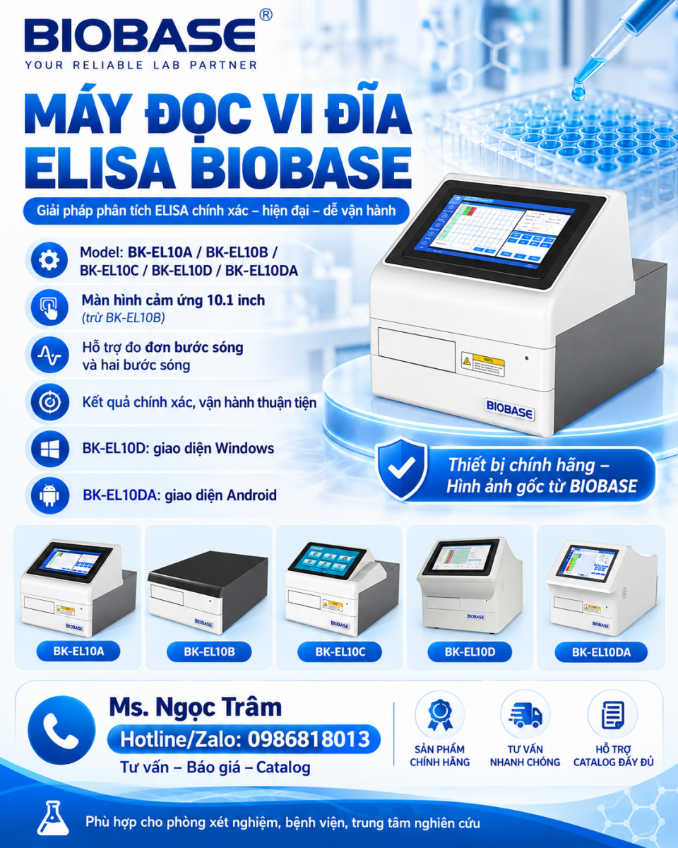 MÁY ĐỌC VI ĐĨA ELISA BIOBASE – GIẢI PHÁP PHÂN TÍCH CHÍNH XÁC CHO PHÒNG XÉT NGHIỆM